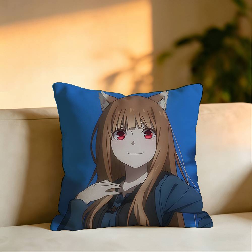 Anime Spice and Wolf Pillow Case Square DoubleSided Sofa Cushion Cover Bedroom Bedside Pillow