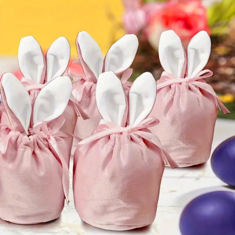 Пасхальные кроличьи ушки, мешочек для конфет, милый кролик, бархатные мешочки на шнурке, подарочные упаковочные пакеты, органайзер для украшений для свадьбы, дня рождения, вечеринки
