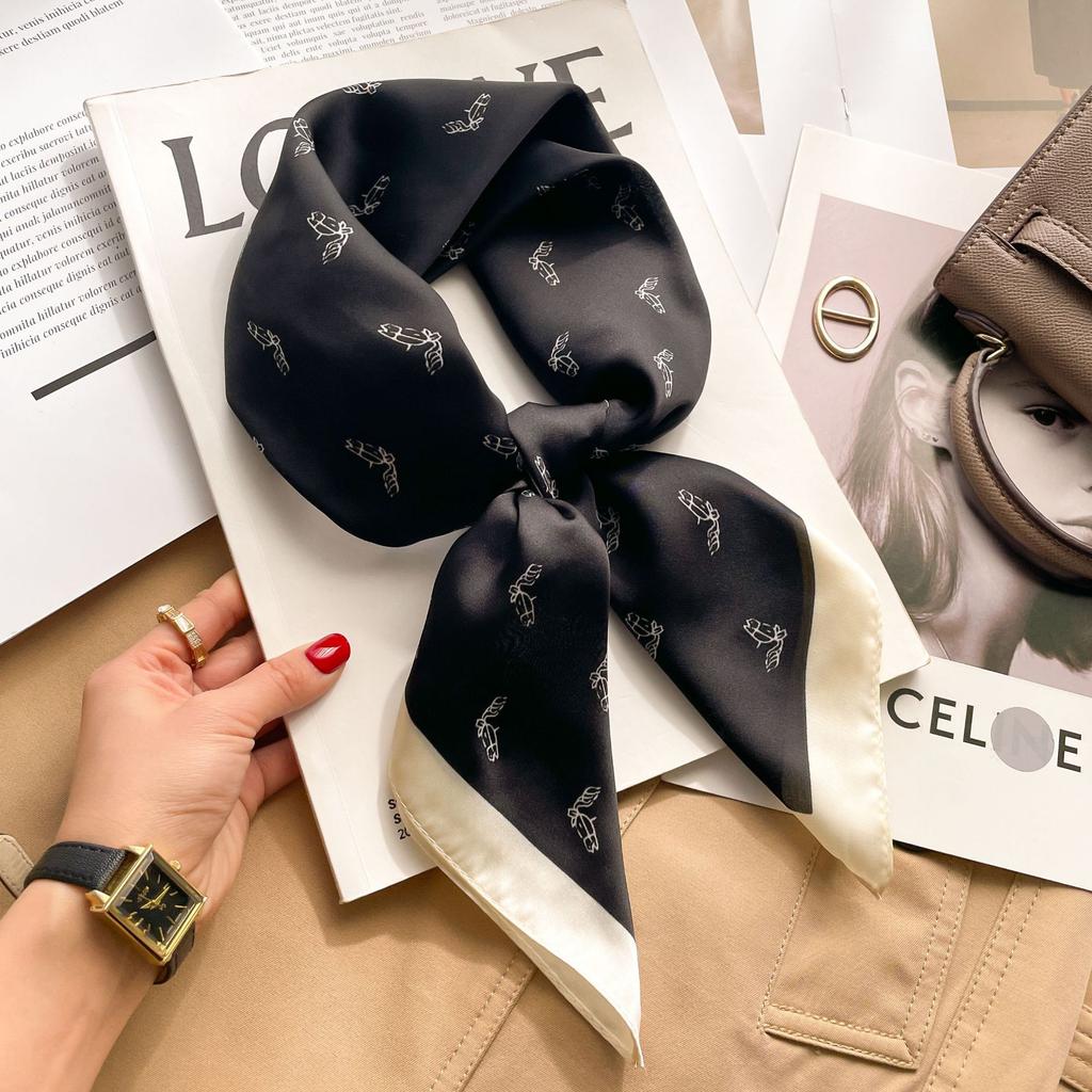 Brand Floral Print Silk Square Scarf Women Soft Satin Kerchief Hairband Neckerchief Head Hijab Lady Headband Foulard Bag Ribbon