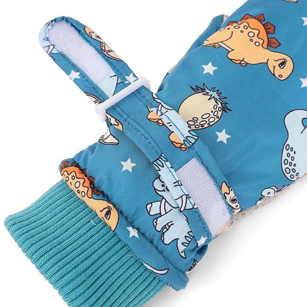 Варежки с защитой от брызг, детские перчатки, ветрозащитные детские зимние теплые перчатки для снега, утепленные термоперчатки с рисунком динозавра из мультфильма