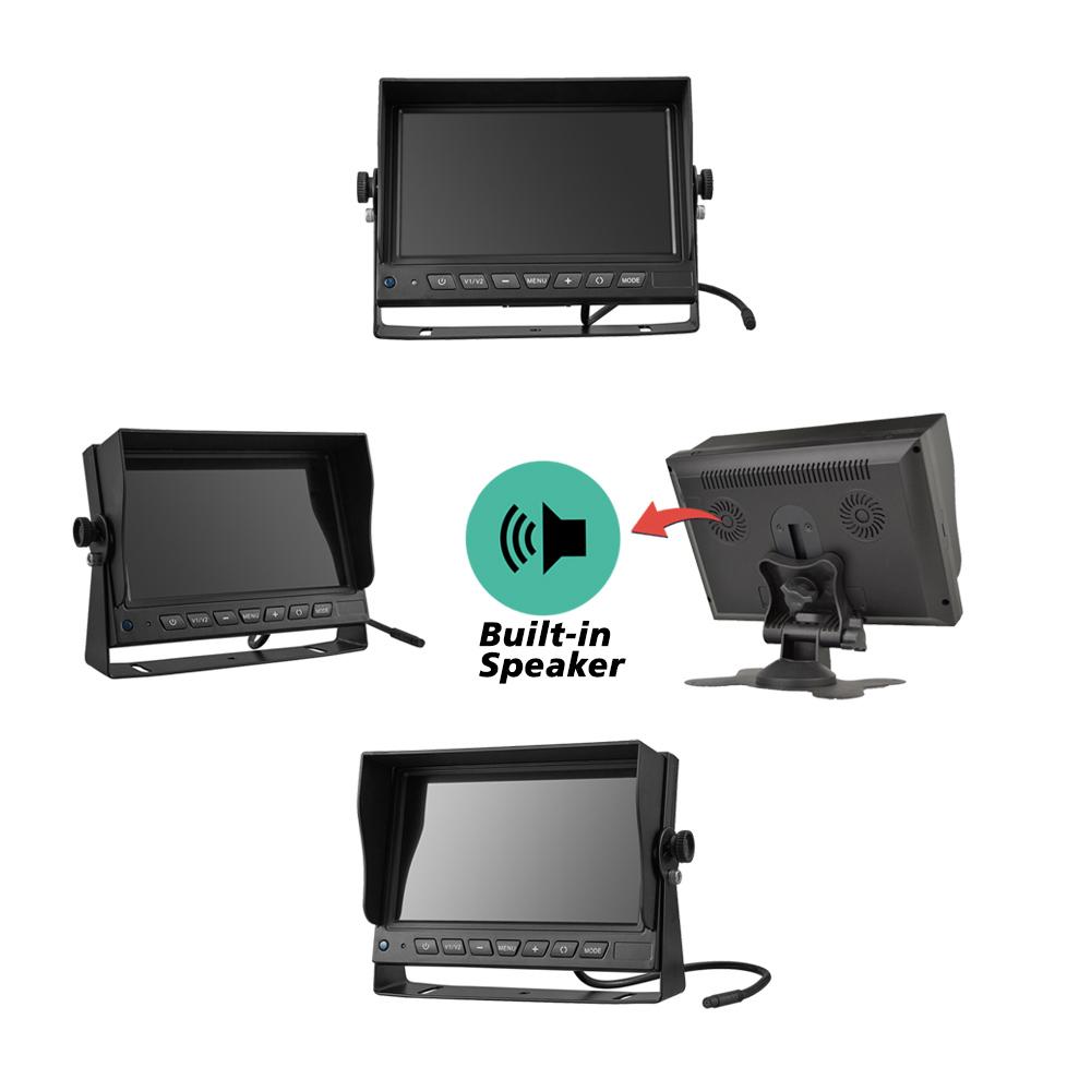 Truck Reverse Camera System with Sound, 7" AHD Monitor with Speaker Reversing 1080P Rear View Audio Camera Built-in Microphone