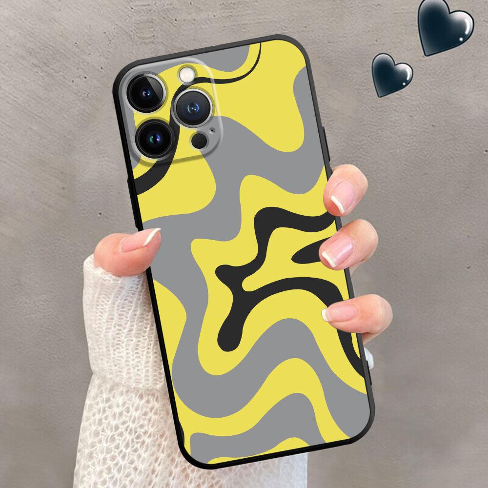 Чехол для телефона для iPhone XR XS X 13 Mini SE 7 8 6S 11 Pro Max 12 14 Plus Абстрактный узор с завихрениями в бежевом и шалфейном цвете Coque черный