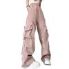 [Tunatch] Cargo Pants High Waist Work Pants Thin Long Wide Hip Hop Spring Summer Autumn Ladies Body Shape Cover Wide Pants Plain Wide Leg Pants Loose