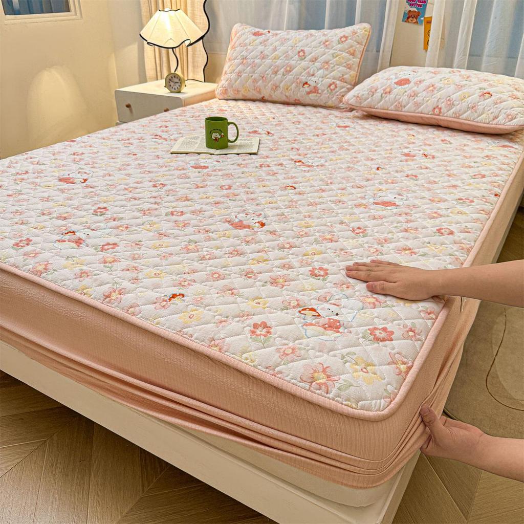 Ретро Стеганый Хлопковый Подогнанный Комплект Постельного Белья - 3 Предмета Издание 2025