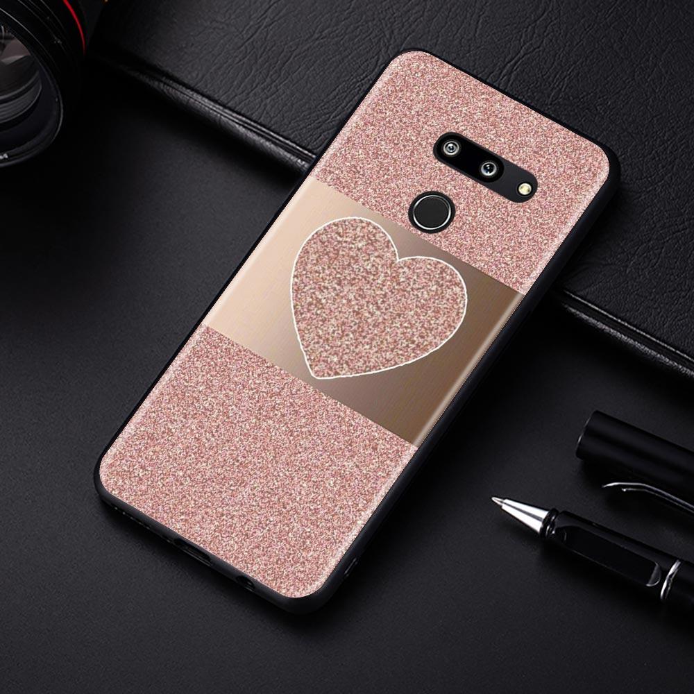 Чехлы для телефона LG K41s K61 K50 G6 K50s G7 K42 K40s K71 K52 K40 G8 ThinQ Q52, чехол золото, розовая роза, блестящие сердечки