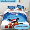 3PCS Custom Name Bunny Friends Bing Adventure Bedding Set, Including 1pc Duvet Cover And 2pcs Pillowcases, Suitable for dorms and bedrooms Gift