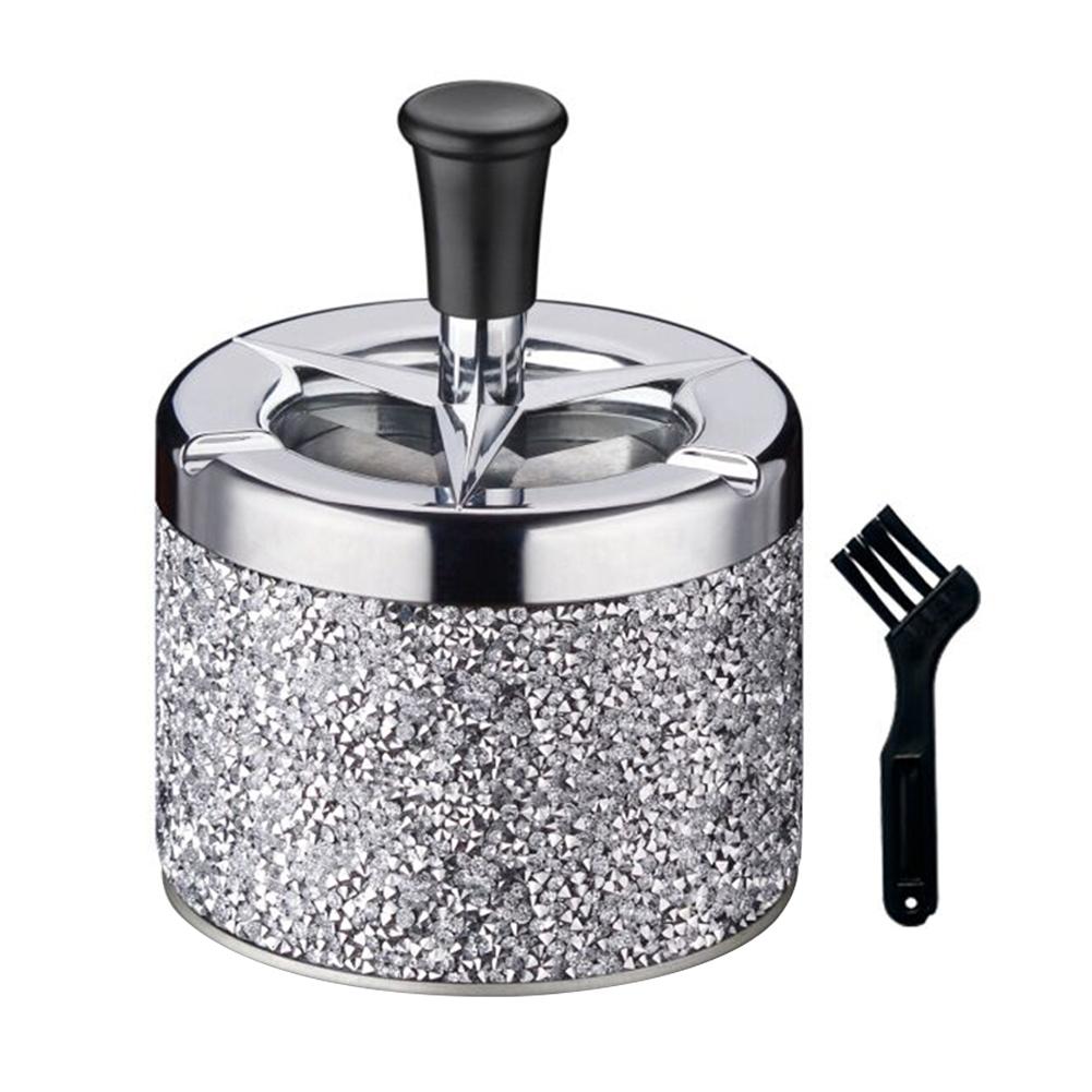 Push Down Ashtray Windproof Spinning Ashtray Metal Self-Cleaning Ashtray Desktop Ashtray for Home Office Car