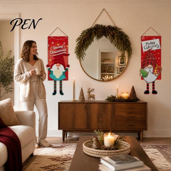 Рождественские украшения для дома, Баннер с надписью Christmas Decorations с веревкой для подвешивания, Праздничные флажки с эльфом/снеговиком/гномом для дверного проема, Праздничные