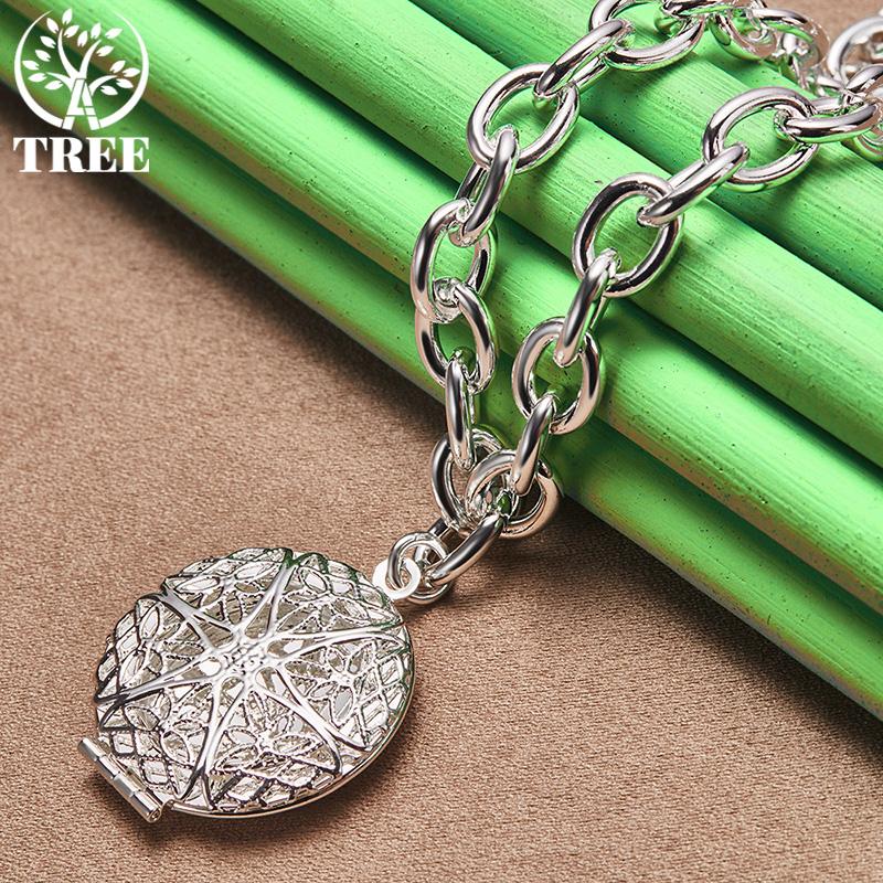 Korean 925 Sterling Silver Round Hollow Pendant Necklace High-Quality Fashion Jewelry For Women New Accessories Birthday Party