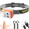 90 Degree Movable High IPX5 3 Types of Sensor Detection Hand Gesture USB Mini Headlamp Headlight, Head, Brightness, 38g, Lightweight, USB-C