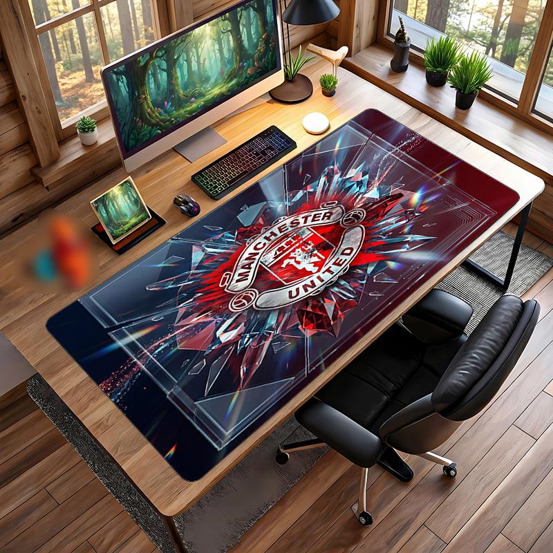 Большой игровой коврик для мыши Manchester United, нескользящий, мягкая резина, для офисного стола, ноутбука, компьютера, Декор