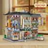 City Hongkong Retro Street View Building Blocks Creative Corner Commercial Architecture Pharmacy Mini Bricks Construction Toys