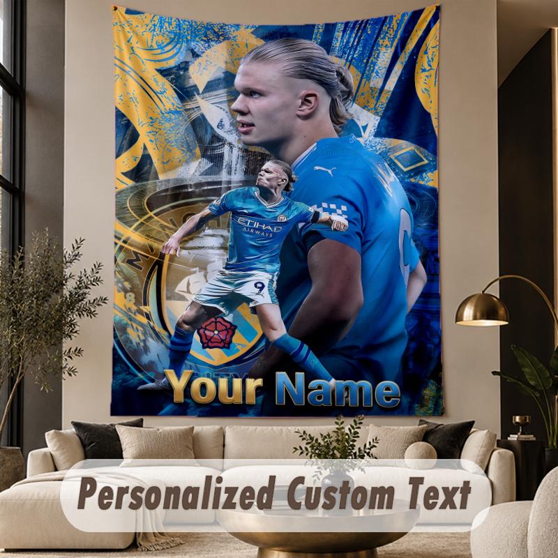 Custom Text Tapestry Erling Haaland Print Wall Tapestry Indoor Living Room Wall Decor