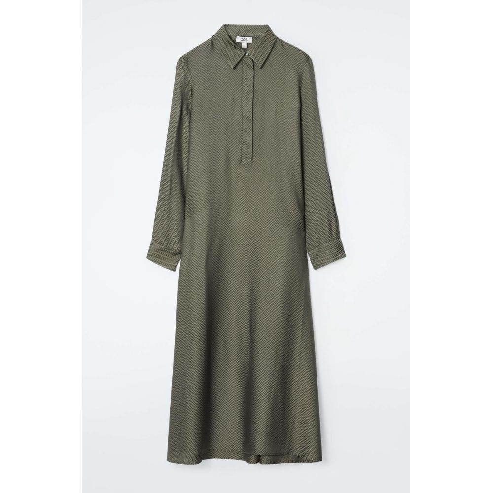 COS Платье-рубашка макси с узором «ёлочка» в японском стиле