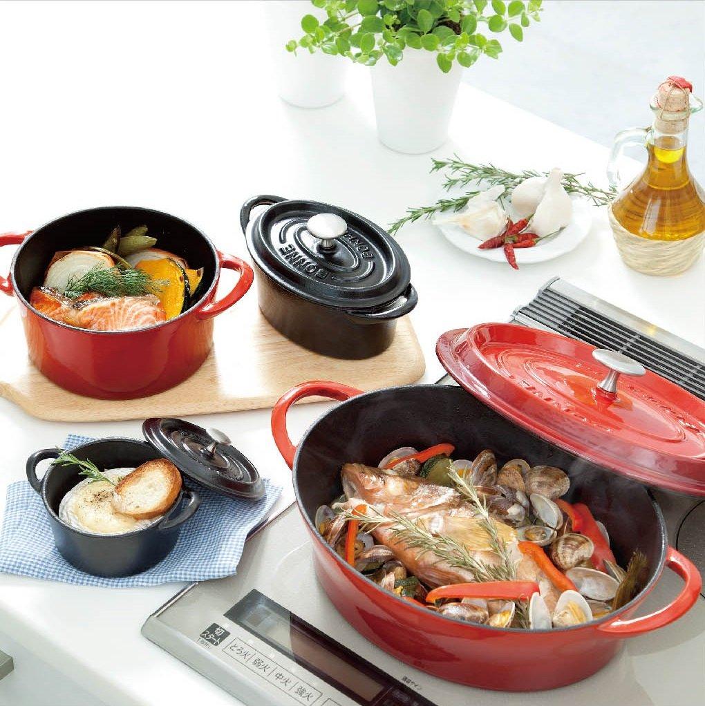 Ishigaki Bon Bonnet Cocotte, Чугунный горшок 12 см, Ширина 17 см x Глубина 13,5 см x Высота 9,3 см, Черный, Для газовой плиты и духовки, Номер продукта: 3617