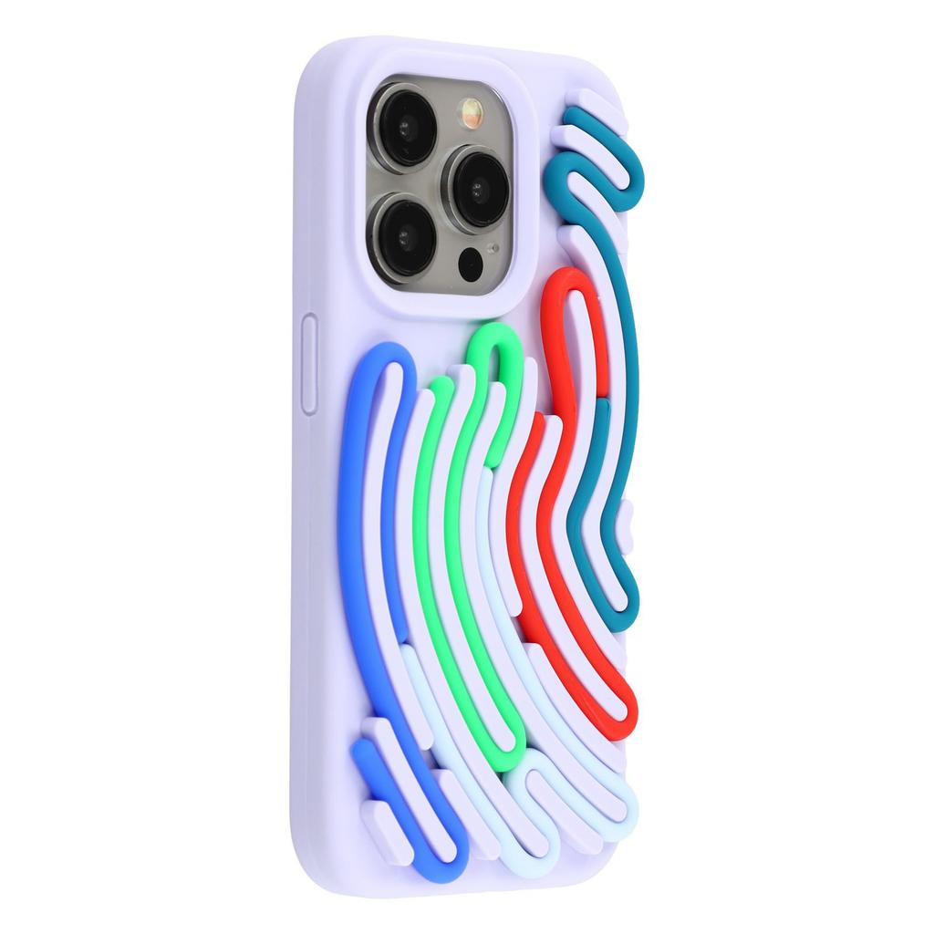 For iPhone 14 Pro Max Case 3D Stress Relief DIY Colorful Bar Silicone PC Phone Cover Arc Stripe