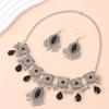 Vintage Ethnic Jewelry Set for Woman Hollow Water Drop Necklace Earrings