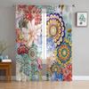 Bohemian Mandala Flower Sheer Curtains for Living Room Bedroom Home Decor Kitchen Tulle for Windows Voile Drapes