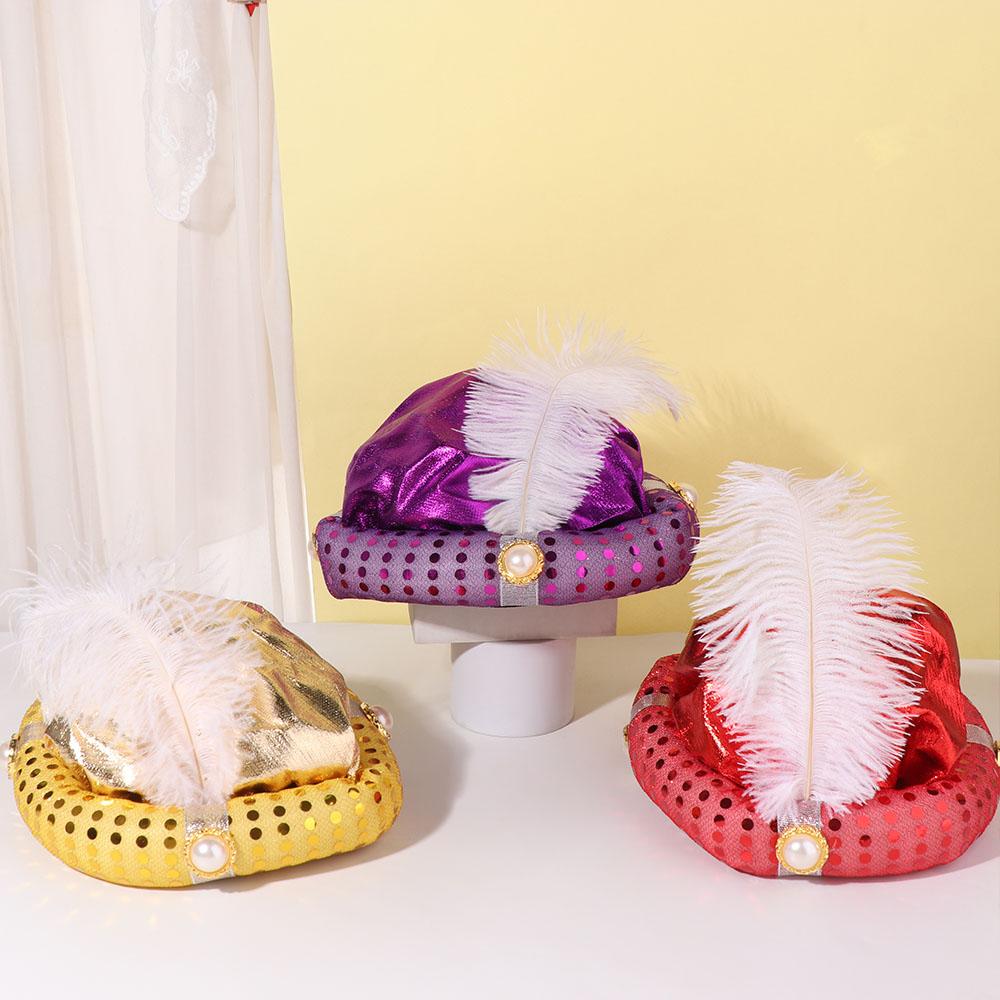 Headpiece Indian Cap Head Wraps Arab Headwear Sultan Turban Hats Cosplay Carnival