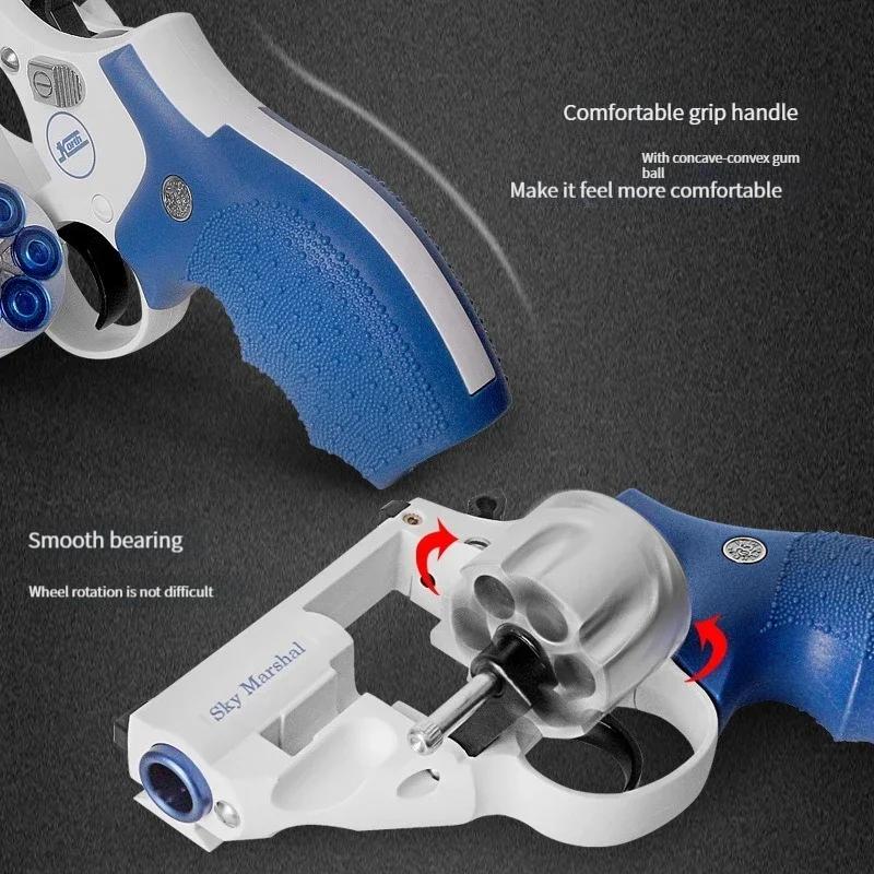 9mm Revolver Toy Pistol Handgun Blaster Soft Bullet Toy Gun Airsoft Weapons Adults Boys Christmas Gifts