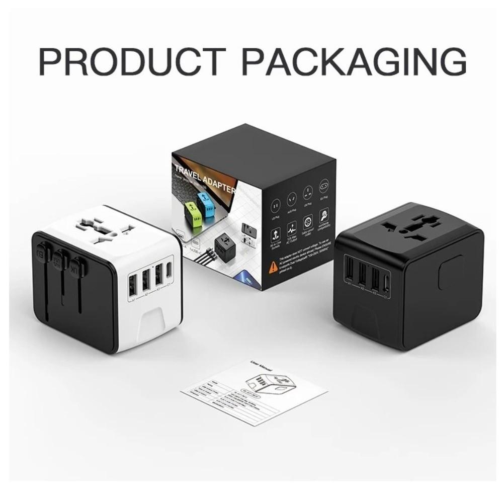 Универсальный дорожный адаптер с 4 портами USB, высокоскоростной GaN-адаптер для использования по всему миру