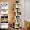 Solid Wood Rotating Bookshelf 360° Space Saving Multi Layer Home Office Library Storage Furniture Book Organizer