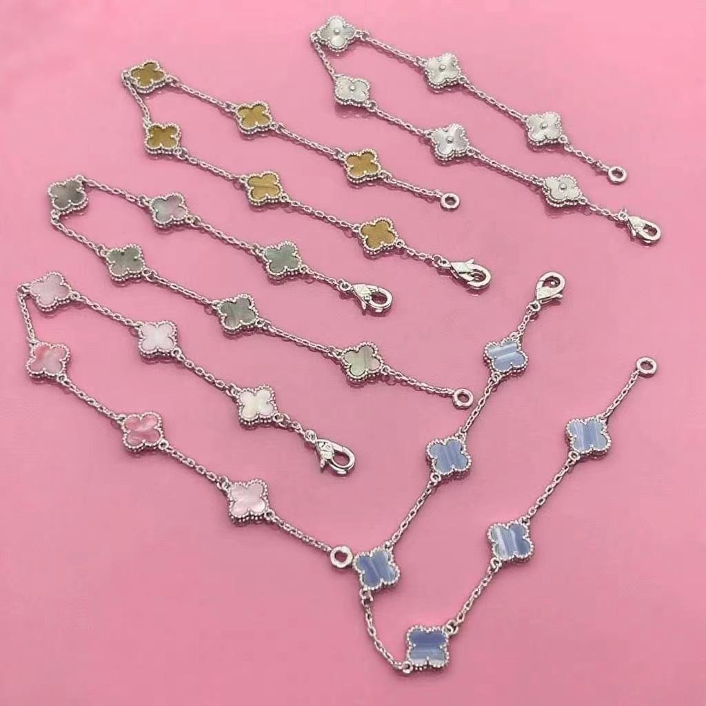 Высококачественный мини-браслет с четырёхлистным клевером из красного агата с шестью цветками, женский, знаменитость, элитный, женский браслет