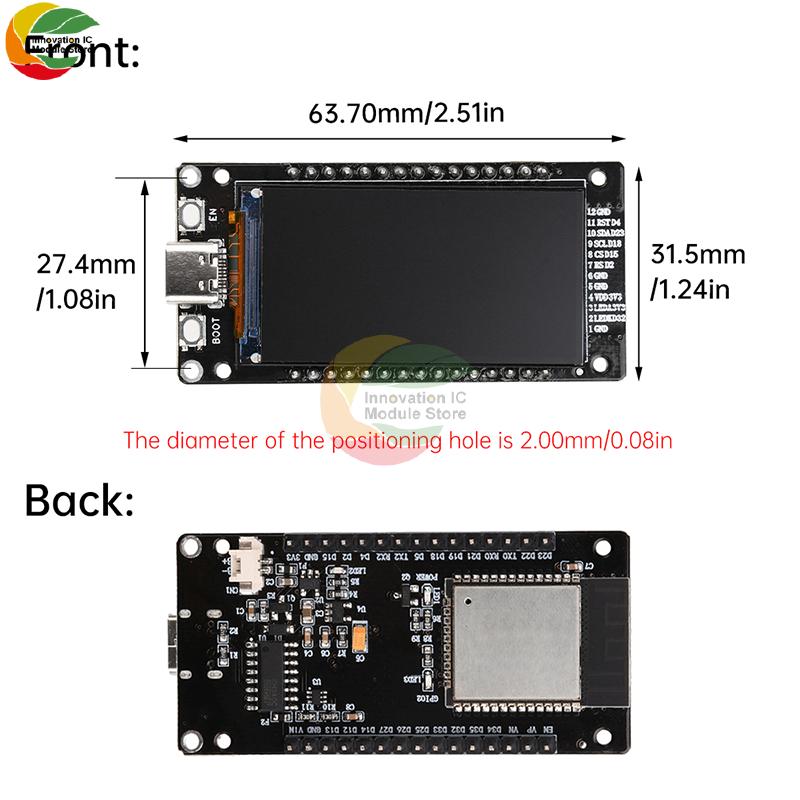 Esp32 1,9-дюймовый 1,14-дюймовый ЖК-экран Wi-Fi Bluetooth Плата разработки На борту модуль Esp-32 Интерфейс Type-C