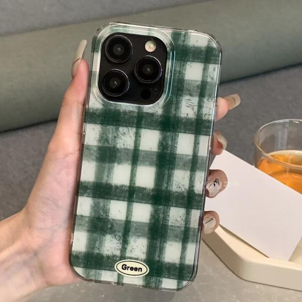 Ретро зеленая клетчатая чехол для телефона для iphone 17 pro max 16 plus 15 14 13 11 силиконовая задняя крышка для iphone 12 pro xr xs x 8 7 plus se3