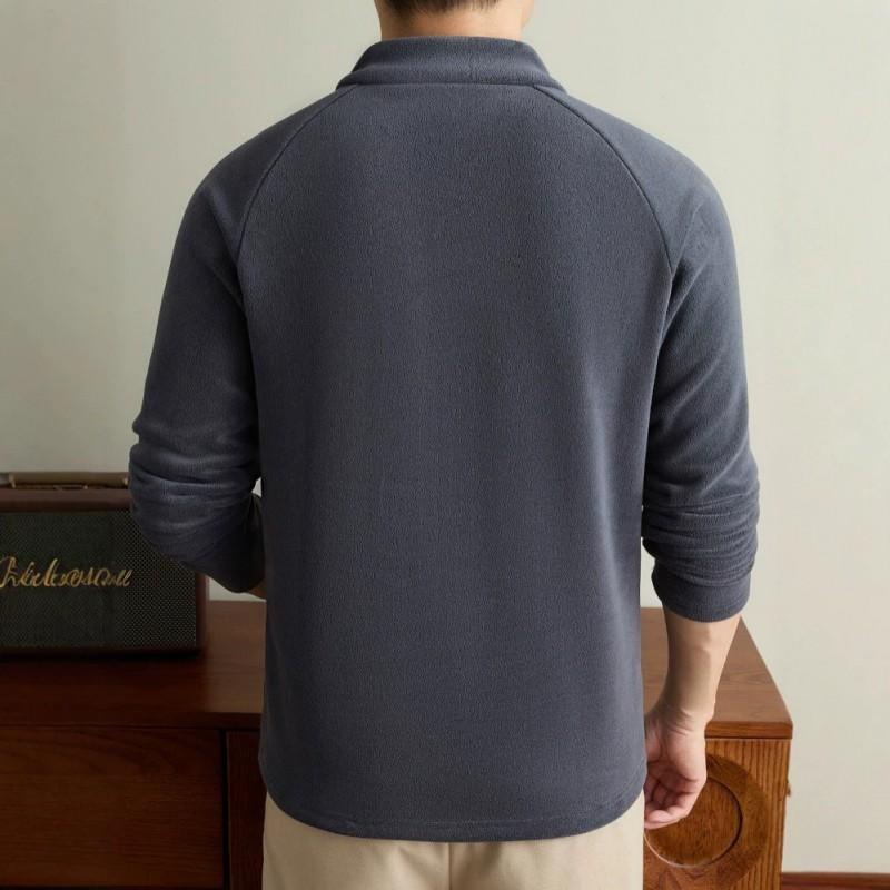 Mens Half-Zip Fleece Sweatshirt Stand Collar Casual Warm Outerwear Young Adults