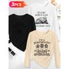 Lele Orientation Three-piece women's long-sleeve set Dandelion green plant book artistic healing text print Spring, Summer, Autumn Casual Elegant