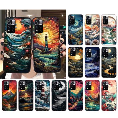 Красивый пейзажный чехол для телефона Moon Wave Art для Xiaomi Redmi note 13 12 Pro 11S 11 10 Pro 10S 12S Redmi 10 9C 13C