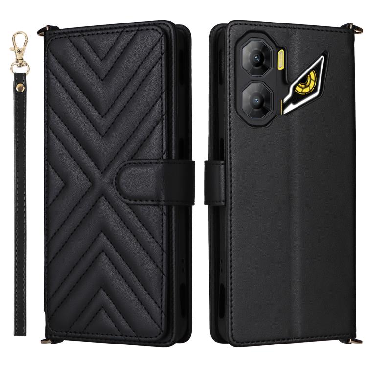 Multifunctional 6-Card Slots Leather Phone Case with Wrist Strap