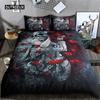 Sugar Skull Duvet Cover Set, Monochrome Skull with Roses Leaves and Diamond Shape Folklore Festival Print,Decorative Bedding Set