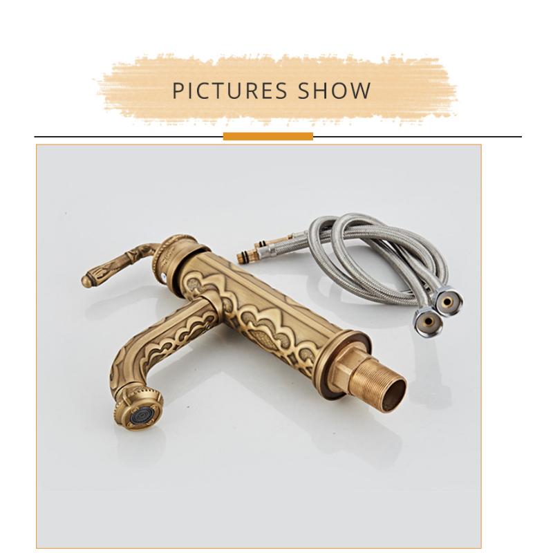 Смесители для раковины, винтажный антикварный смеситель для ванной комнаты из твердой латуни, одна ручка, поворотный на 360 градусов излив, смеситель для раковины с горячей и холодной водой