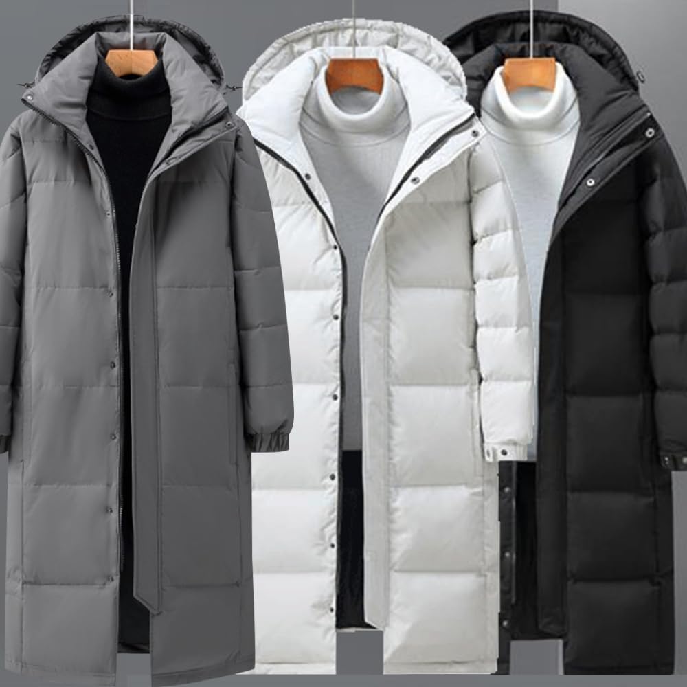 Aaronlive Down Long Winter Plus Size Down Outdoor Size 2XL Men's Coat, Coat, Clothing, Jacket, Padded, Hooded, Thick, Warm, Water-Repellent,