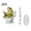 Durable Acrylic Figurine Frog on Toilet Decor, 2D Funny Bathroom Shelf Figure, Cute Decoration Assembled Statue for Desk Living Room Office,