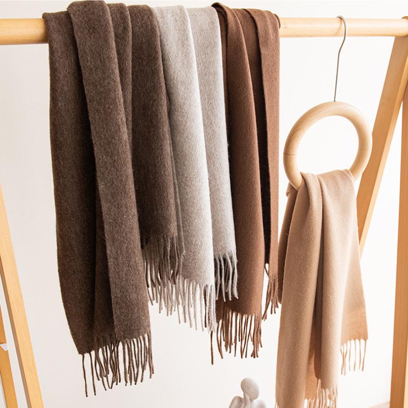 Thickened Autumn and Winter Plaid 100 Wool Scarf Atmosphere Women's All-match Fashion Warm Wool Scarf Comfortable Shawl