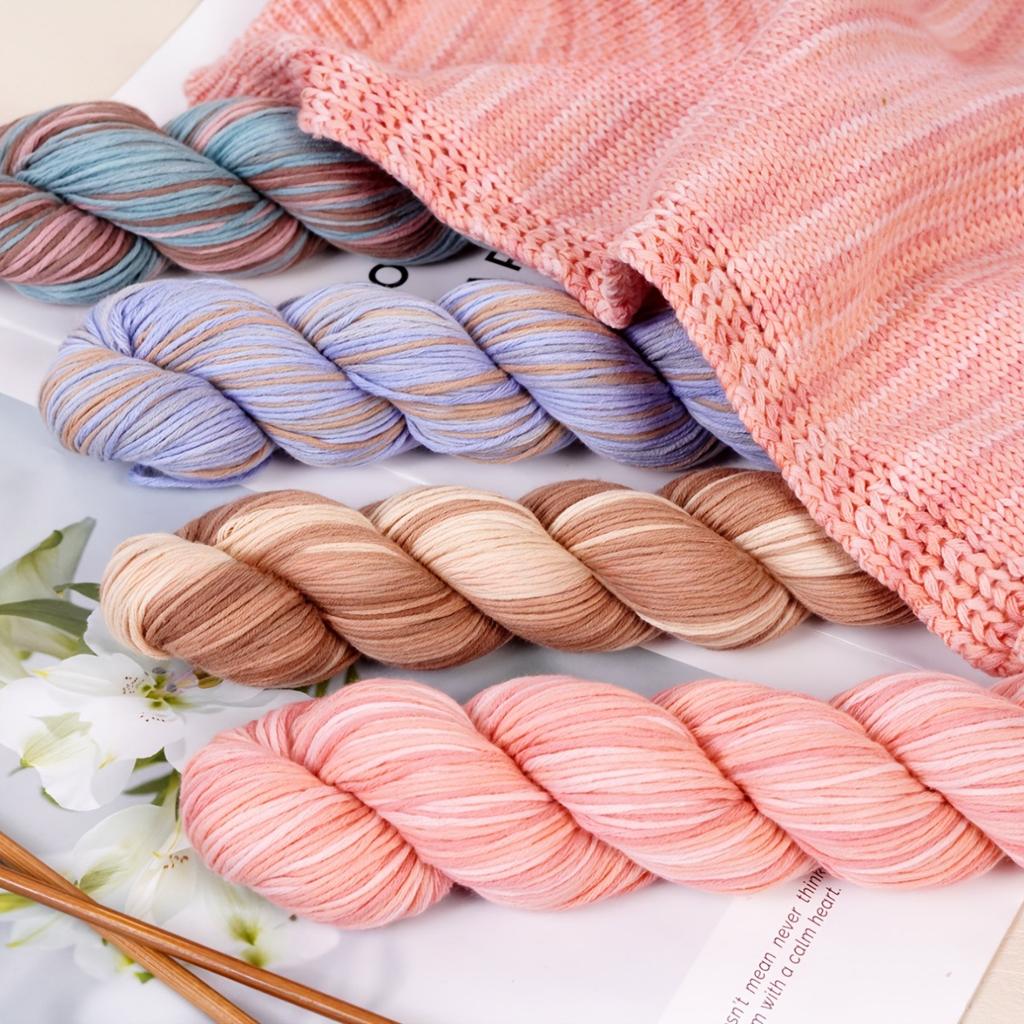 4-Pack Cotton Yarn 200g (4x50g ) Breathable Soft Woven Thread for Knitting Crochet Mixed Colors Lightweight for Sweaters Yarns