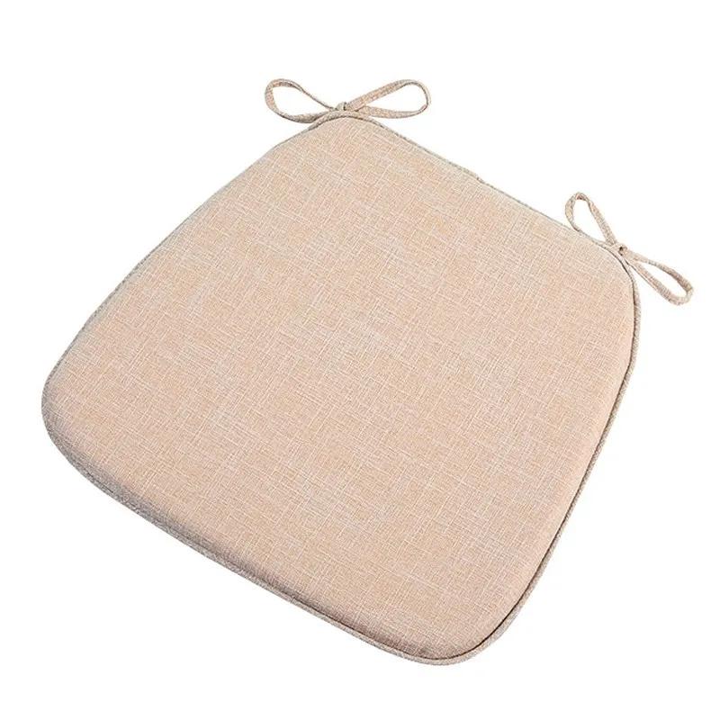 Modern Style Solid Color Cotton Linen Chair Cushion with Ties for Dining Chairs Kitchen Dining Chair Pad Cojines Decorativos