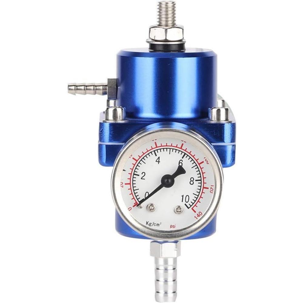 Fuel Pressure Regulator, Aluminum Alloy Universal Adjustable FPR Fuel Pressure Regulator with Pressure Gauge Hose 0-140psi Adjustable