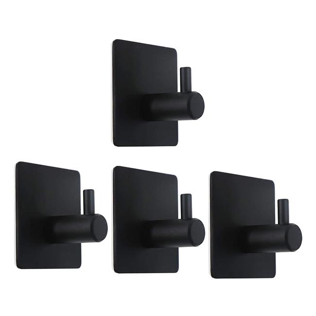 Custom Printed Self-Adhesive Towel Hooks Self Adhesive Holder Matte Black Kitchen Stainless Steel Home Square Hook