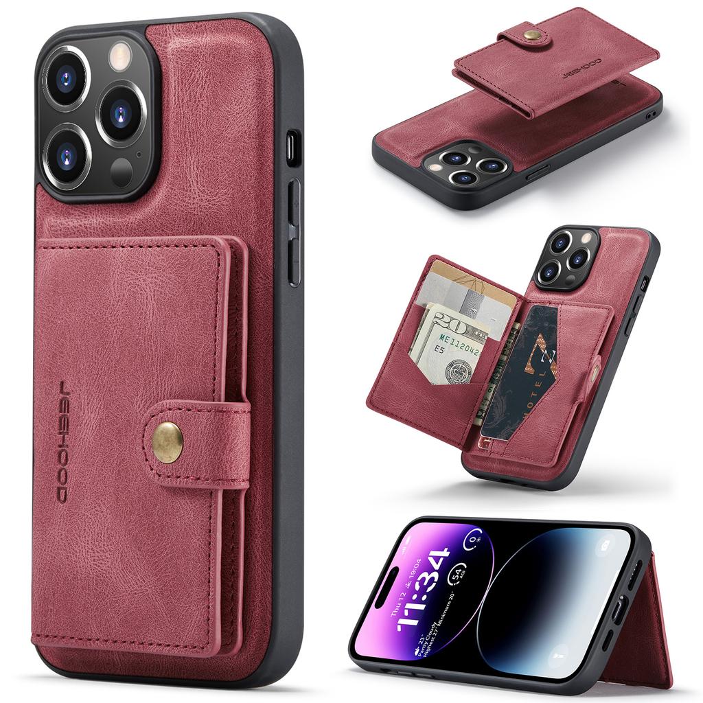 Для iPhone 14 Pro Max Чехол 2 в 1 Кожа+ТПУ Чехол для телефона Съемный держатель для карт