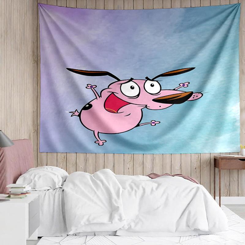 1PC Cowardly Dog Cartoon K-pop music group Tapestry Accessories for Bedroom,Livingroom, dormitory Room Wall Decor Fan Birthday Gifts