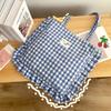 Large Capacity Plaid Cotton Handbag Sweet Tote Bag Ins Lace Pillow Bag  Outdoor