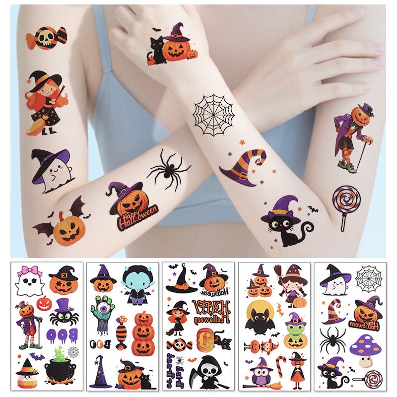 10Pcs/set Halloween Cartoon Graffiti Stickers Pumpkin Ghost Bat Spider DIY Decor Kids Birthday Party Favors Boy Girl Gifts Prize