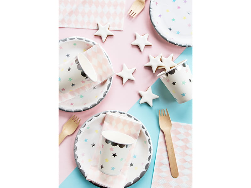 Partydeco Talerzyki Papierowe Pastelowe Gwiazdki 18 Cm / 6 Szt