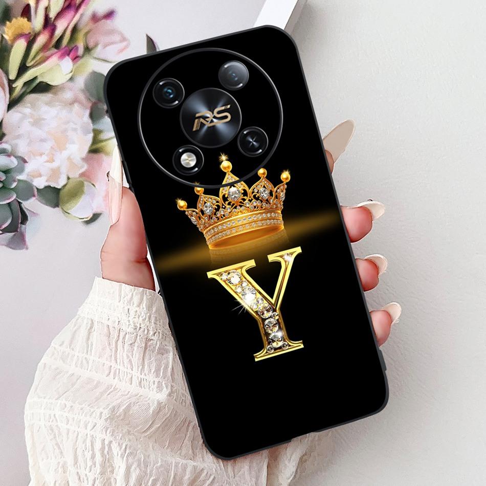 Для ITEL RS4 2025 Модный Чехол для Телефона с Буквой и Короной Для Itel RS4 S666LN Черный Силиконовый Мягкий TPU Чехлы Бамперы