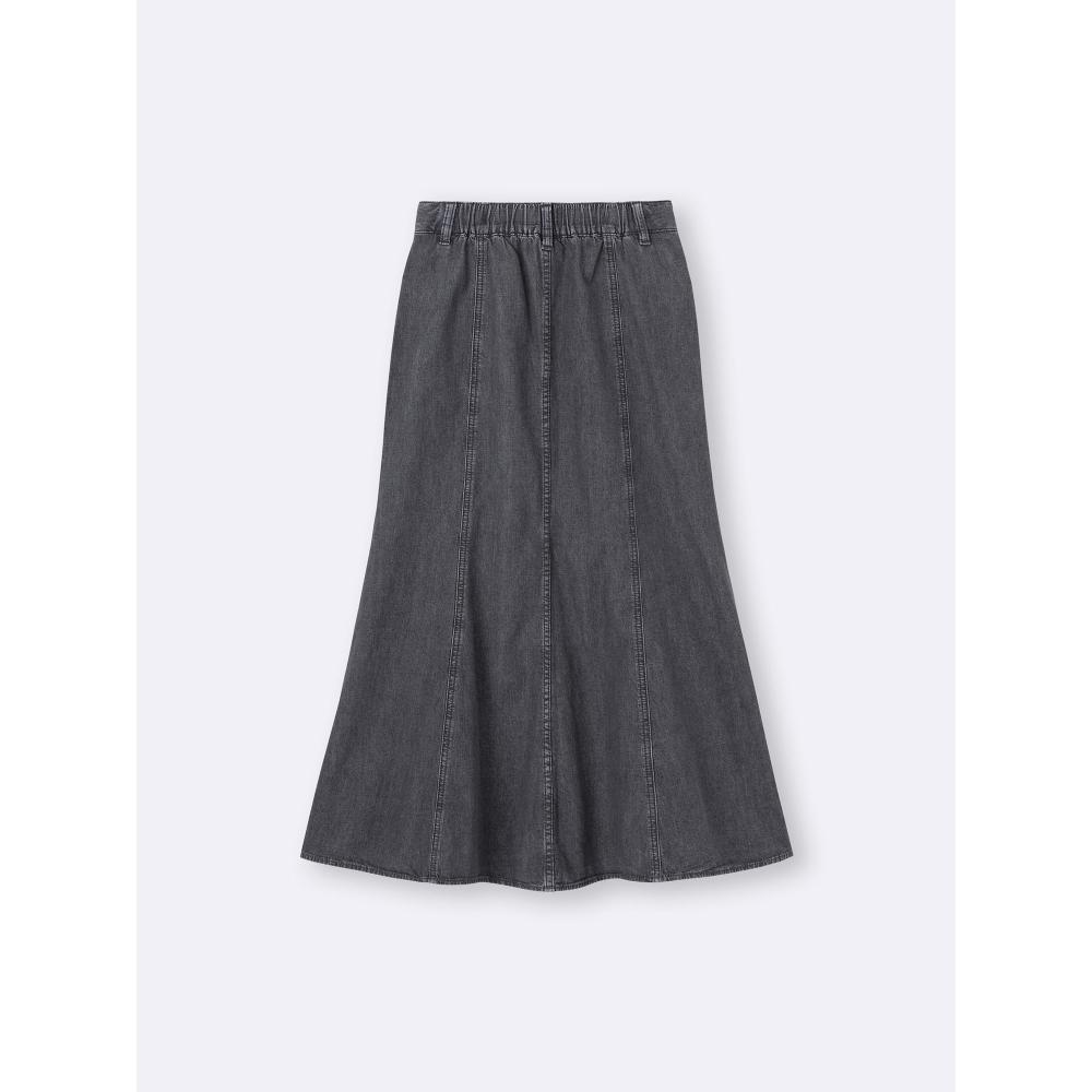 GU by Uniqlo Легкая джинсовая расклешенная макси-юбка+ec короткая длина 