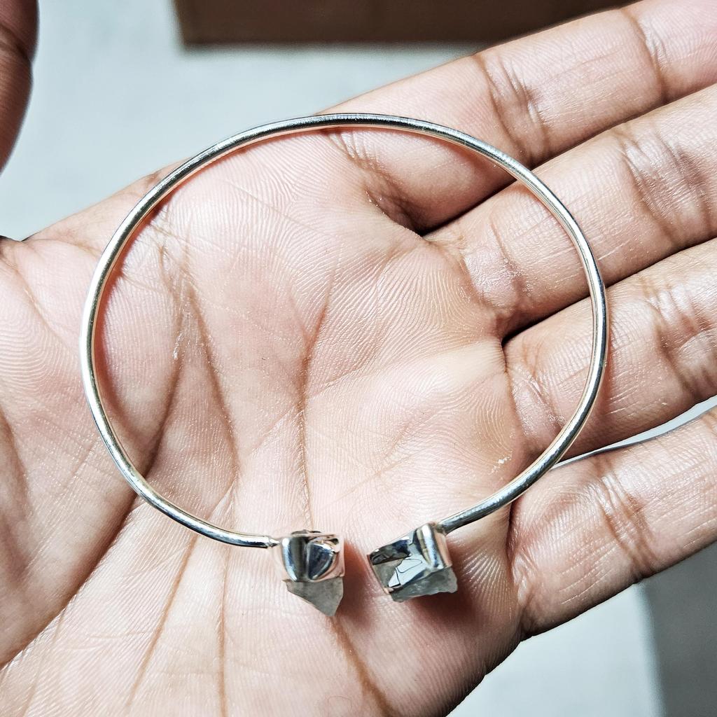 Браслет из необработанного аквамарина, ювелирные изделия ручной работы, серебро 925 пробы, браслет-манжета, браслет-бэнгл